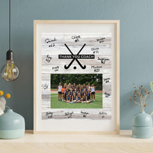 Load image into Gallery viewer, Field Hockey Coach Gift Frame Template Design Download Digital File Size Print Thank You Field Hockey Trainer Team Photo Memory Keepsake