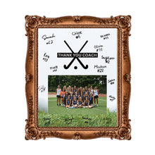 Load image into Gallery viewer, Field Hockey Coach Gift Frame Template Design Download Digital File Size Print Thank You Hockey Trainer Team Photo Memory Keepsake Field