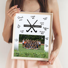 Load image into Gallery viewer, Field Hockey Coach Gift Frame Template Design Download Digital File Size Print Thank You Hockey Trainer Team Photo Memory Keepsake Field