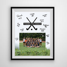 Load image into Gallery viewer, Field Hockey Coach Gift Frame Template Design Download Digital File Size Print Thank You Hockey Trainer Team Photo Memory Keepsake Field