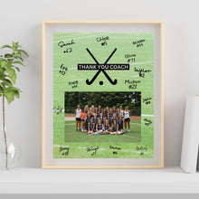 Load image into Gallery viewer, Field Hockey Coach Gift Frame Template Design Download Digital File Size Print Thank You Hockey Trainer Team Photo Memory Keepsake Field