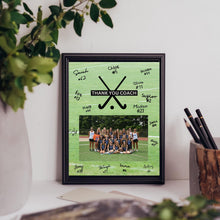 Load image into Gallery viewer, Field Hockey Coach Gift Frame Template Design Download Digital File Size Print Thank You Hockey Trainer Team Photo Memory Keepsake Field