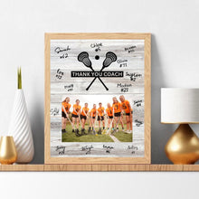 Load image into Gallery viewer, Lacrosse Coach Gift Frame Template Design Download Digital File Size Print Thank You Lacrosse Trainer Team Photo Memory Keepsake LAX Coach