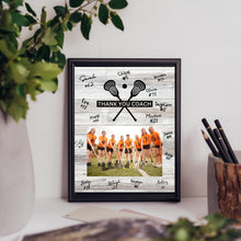 Load image into Gallery viewer, Lacrosse Coach Gift Frame Template Design Download Digital File Size Print Thank You Lacrosse Trainer Team Photo Memory Keepsake LAX Coach