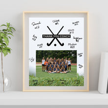 Load image into Gallery viewer, Field Hockey Coach Gift Frame Template Design Download Digital File Size Print Thank You Hockey Trainer Team Photo Memory Keepsake Field