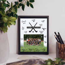 Load image into Gallery viewer, Field Hockey Coach Gift Frame Template Design Download Digital File Size Print Thank You Hockey Trainer Team Photo Memory Keepsake Field