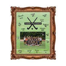 Load image into Gallery viewer, Field Hockey Coach Gift Frame Template Design Download Digital File Size Print Thank You Hockey Trainer Team Photo Memory Keepsake Field