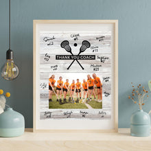 Load image into Gallery viewer, Lacrosse Coach Gift Frame Template Design Download Digital File Size Print Thank You Lacrosse Trainer Team Photo Memory Keepsake LAX Coach