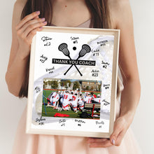 Load image into Gallery viewer, Lacrosse Coach Gift Frame Template Design Download Digital File Size Print Thank You Lacrosse Trainer Team Photo Memory Keepsake LAX Coach