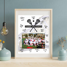 Load image into Gallery viewer, Lacrosse Coach Gift Frame Template Design Download Digital File Size Print Thank You Lacrosse Trainer Team Photo Memory Keepsake LAX Coach
