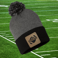 Load image into Gallery viewer, Football Beanie Hat Winter Accessory Leather Patch Custom Design Football Gift Winter Wear Warm Cap Custom Name Football Player Team Gear