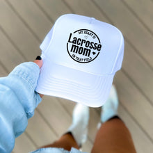 Load image into Gallery viewer, Lacrosse Mom Hat Game Day Sport Parent Gift Idea Team Support Headwear Design Foam Front Mesh Cap Casual Wear Field Sideline Bleacher Mom