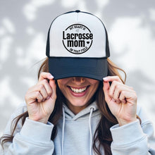 Load image into Gallery viewer, Lacrosse Mom Hat Game Day Sport Parent Gift Idea Team Support Headwear Design Foam Front Mesh Cap Casual Wear Field Sideline Bleacher Mom
