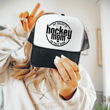 Load image into Gallery viewer, Hockey Mom Hat Design Heart Rink Mom Trucker Cap Mesh Back Foam Front Ice Gear Sports Mama Gift Idea Hockey Parent Game Day Rink Wear Cap