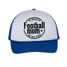 Load image into Gallery viewer, Football Mom Hat Game Day Sport Parent Gift Idea Team Support Headwear Design Foam Front Mesh Cap Casual Wear Field Sideline Bleacher Mom