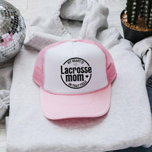 Load image into Gallery viewer, Lacrosse Mom Hat Game Day Sport Parent Gift Idea Team Support Headwear Design Foam Front Mesh Cap Casual Wear Field Sideline Bleacher Mom