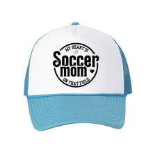 Load image into Gallery viewer, Soccer Mom Hat Game Day Sport Parent Gift Idea Team Support Headwear Design Foam Front Mesh Cap Casual Wear Field Sideline Bleacher Mom