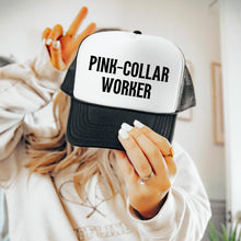 Load image into Gallery viewer, Pink Collar Worker Empowerment Hat Statement Design Curved Brim Fashion Piece Beauty Professional Style Accessory Workplace Wear Career Gift